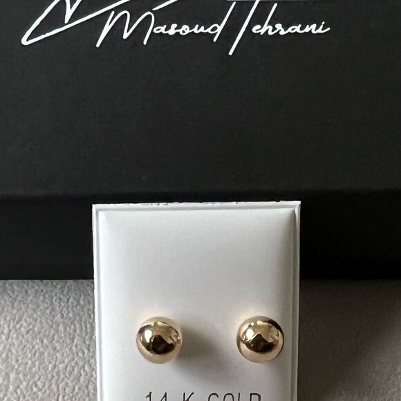 14k real gold pinball stud earrings 7 MM perfect gift - Picture 8 of 8